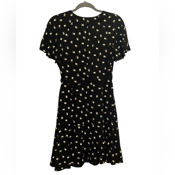JILL STUART Womens Black Floral Short Sleeve V Neck Mini Sheath Dress Size 2 NEW - Picture 5 of 9